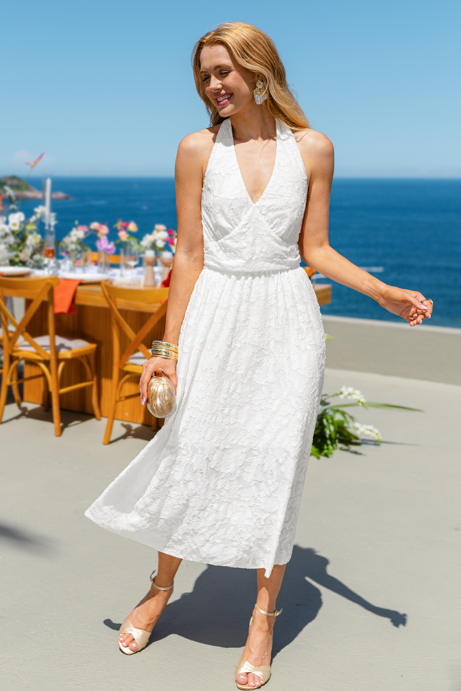 Belle of the Ball White Midi Dress