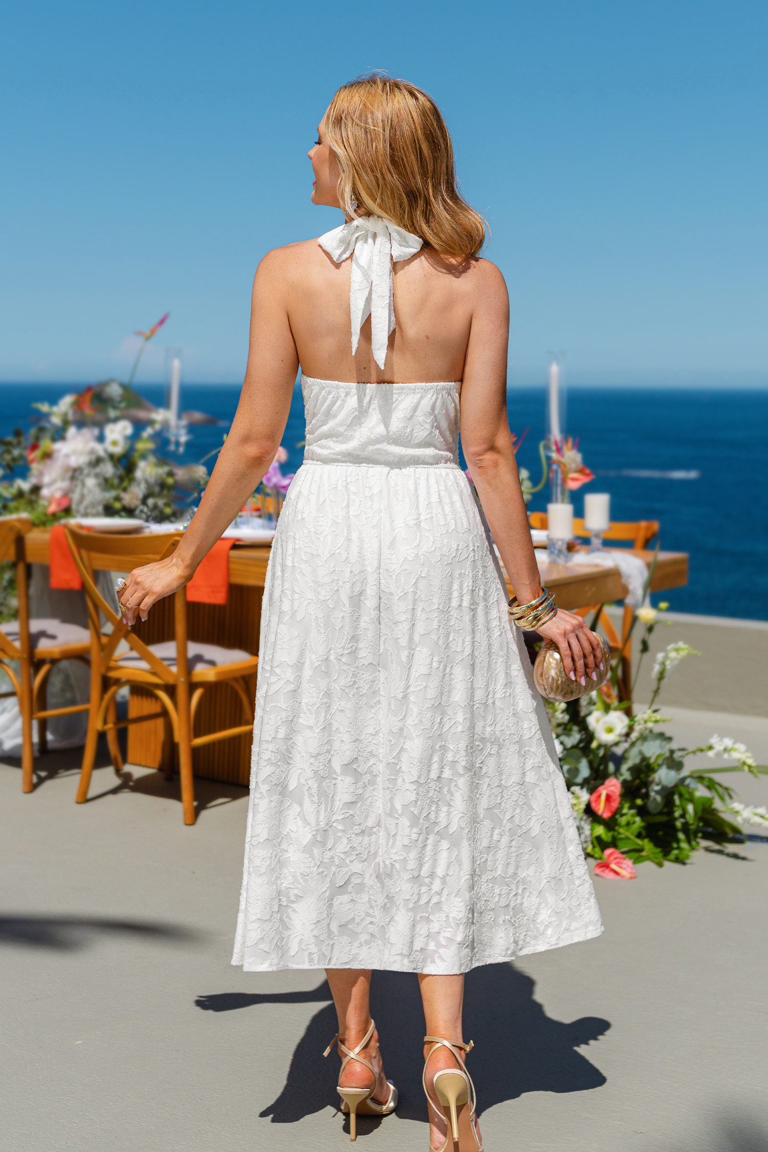 Belle of the Ball White Midi Dress