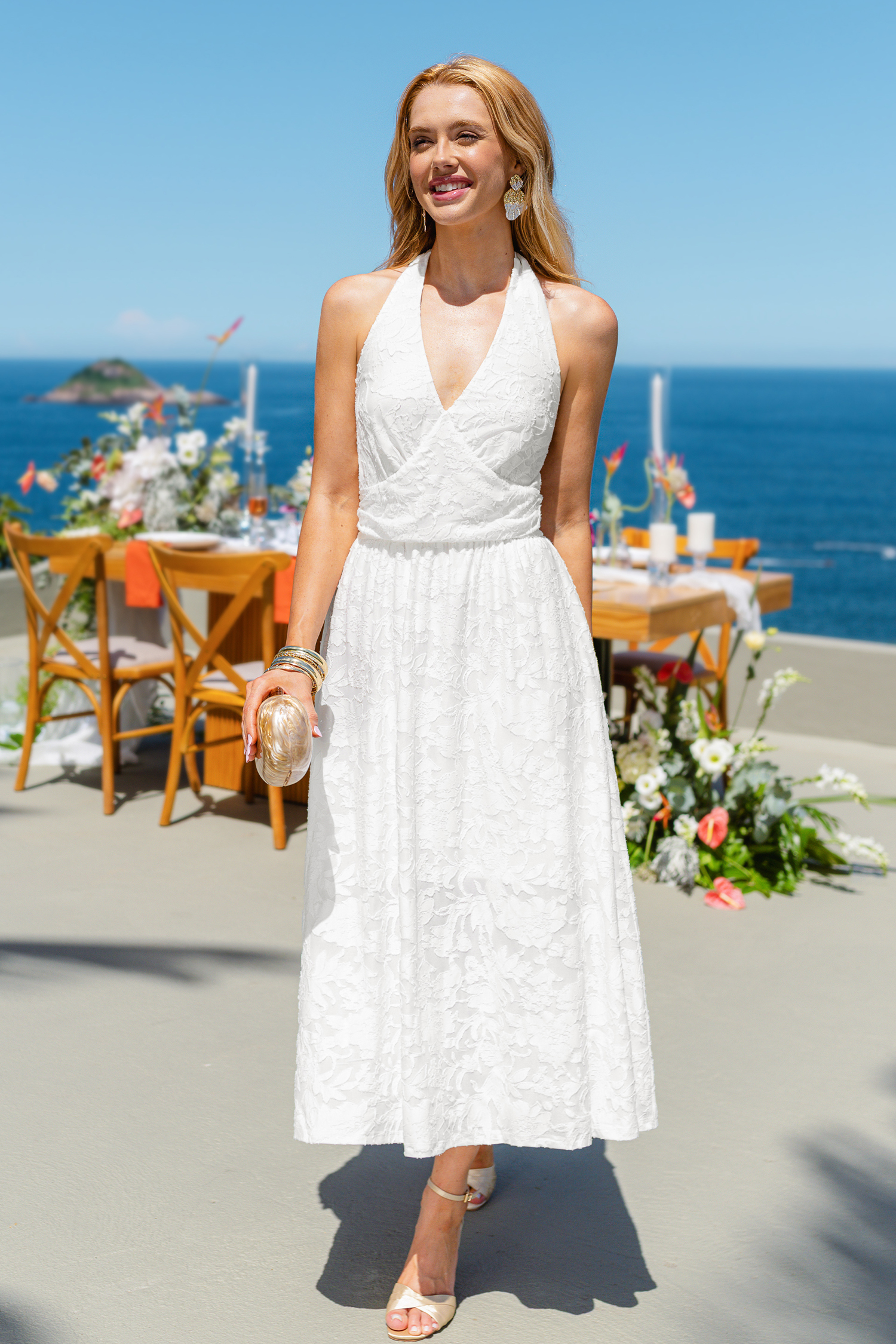 Belle of the Ball White Midi Dress