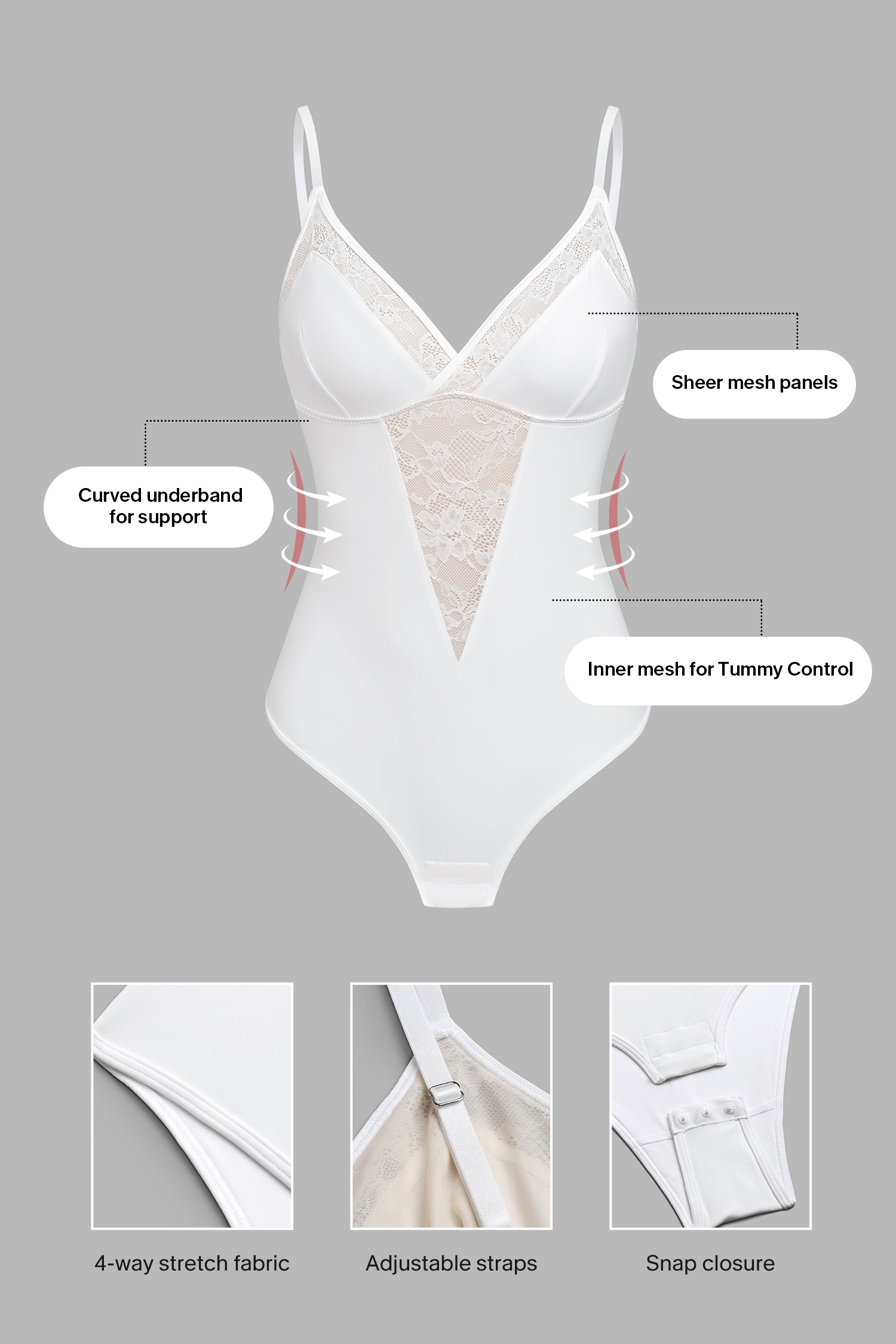 Not Bluffing White Shapewear Bodysuit