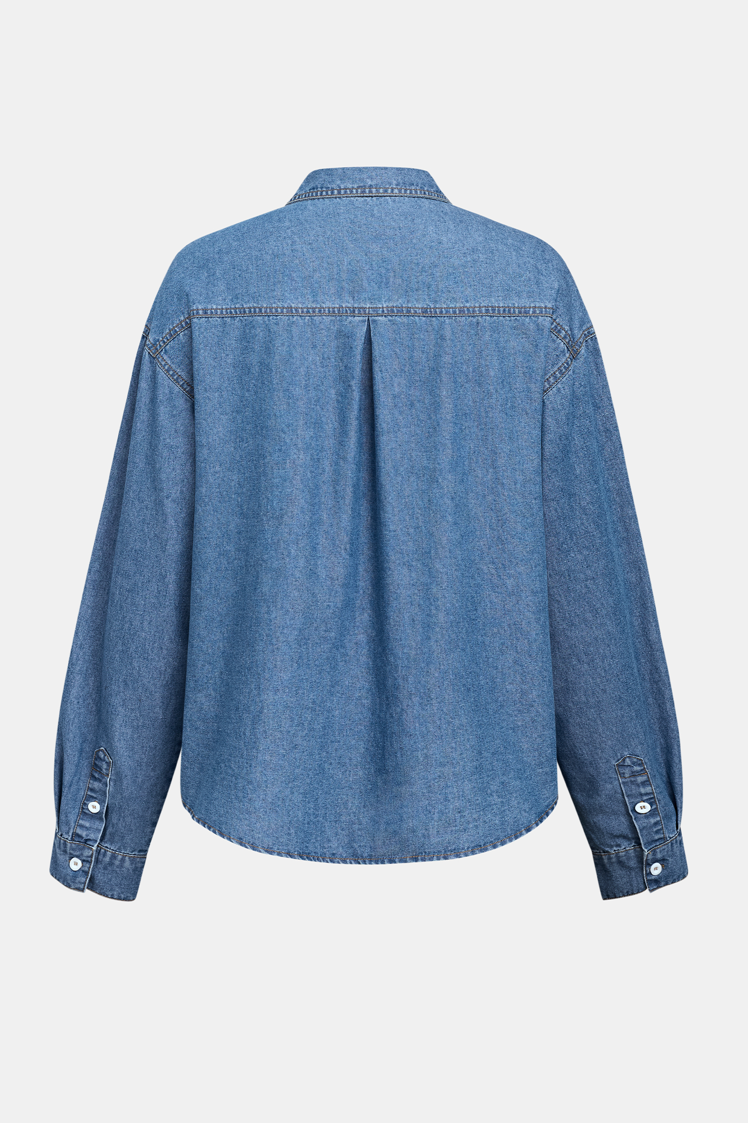 Chemise en denim à col chemise et manches longues