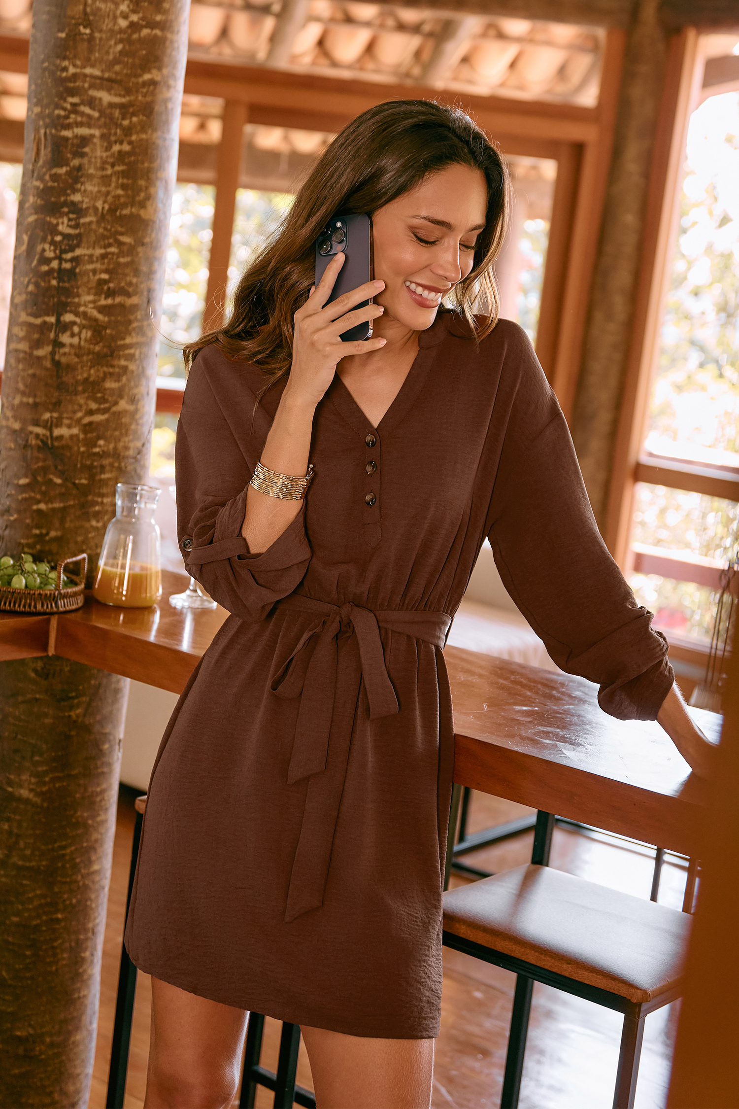 Autumn Night Brown Mini Dress